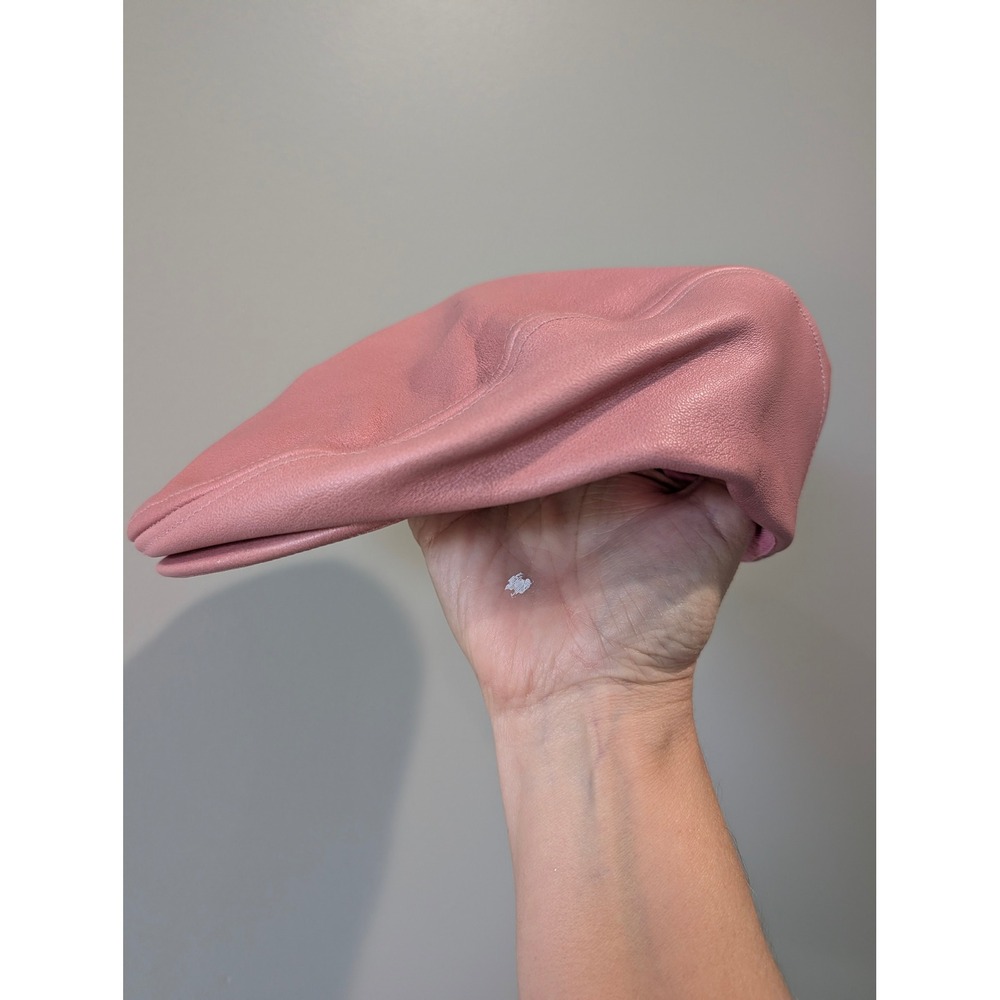 Harley-Davidson Womens Pink Leather Flat Cap Newsboy Hat Embroidered Logo - Picture 4 of 12